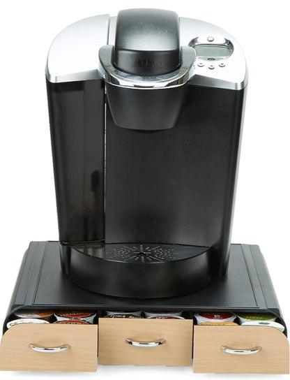 Coffee Pod Organizer 3-Drawers Countertop 36-Pod Holder, Brown