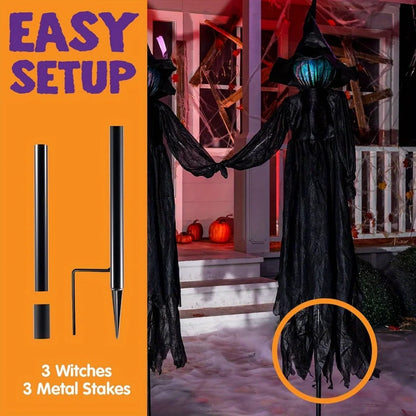 51 Inch Light Up Sound Activated Halloween Witch Decor