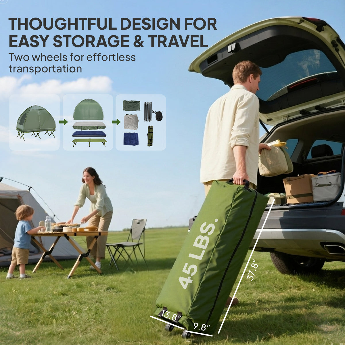 Folding Camping Cots W/Tent Portable 2-Person Camping Combo Set