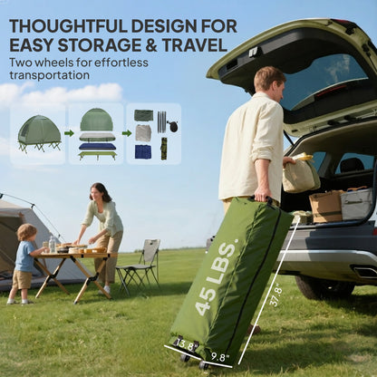 Folding Camping Cots W/Tent Portable 2-Person Camping Combo Set