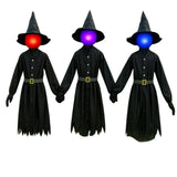 Glowing Face Witches Scary Halloween 3 Light Up 5FT Witches Set