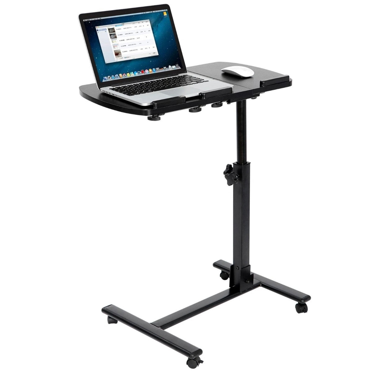 Rolling Desk Adjustable Height Laptop Desk W/Mousepad Desk, Black