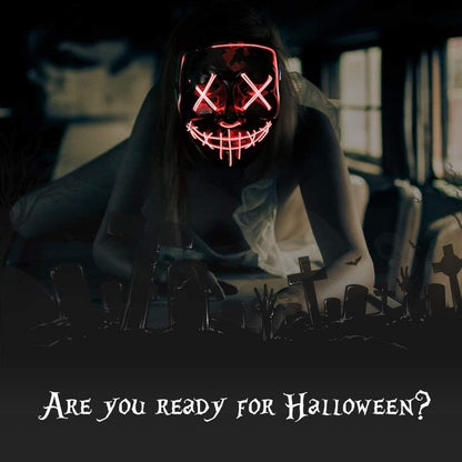 Poptrend Halloween Mask LED Light up Mask Festival Cosplay, RED