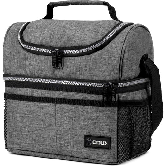 Lunch Box Insulated 10L Dual Compartment Cooler Soft Bag, Gray