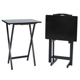 Folding Trays Storage Rack & 2 Tray Table 3-Piece Set, Black