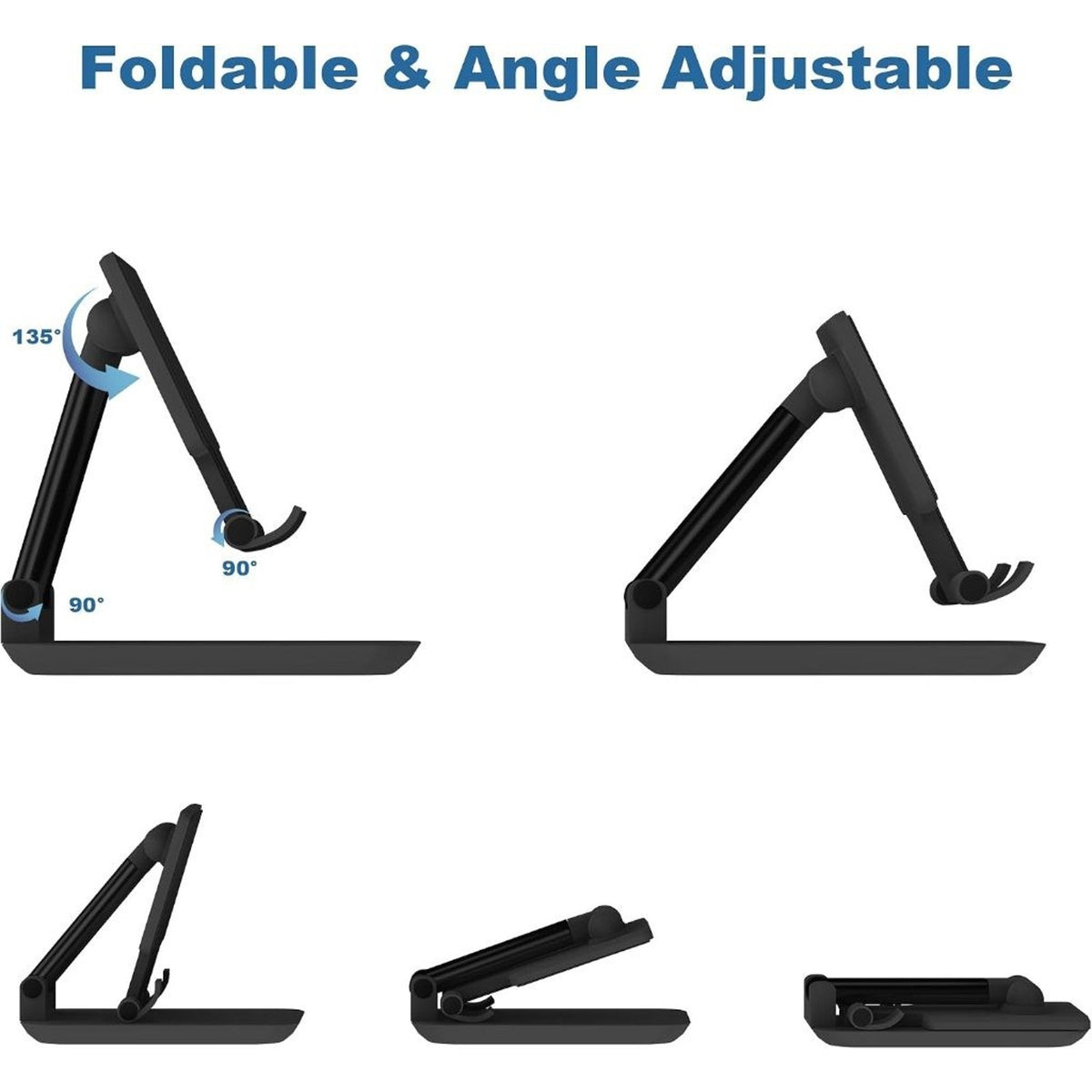 Foldable Stand Phone Tablet Adjustable Height Angle Stand, Black