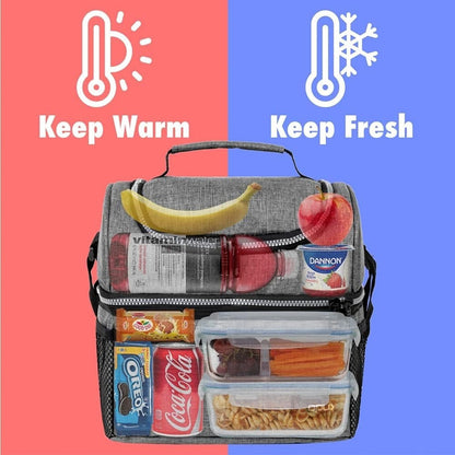 Lunch Box Insulated 10L Dual Compartment Cooler Soft Bag, Gray