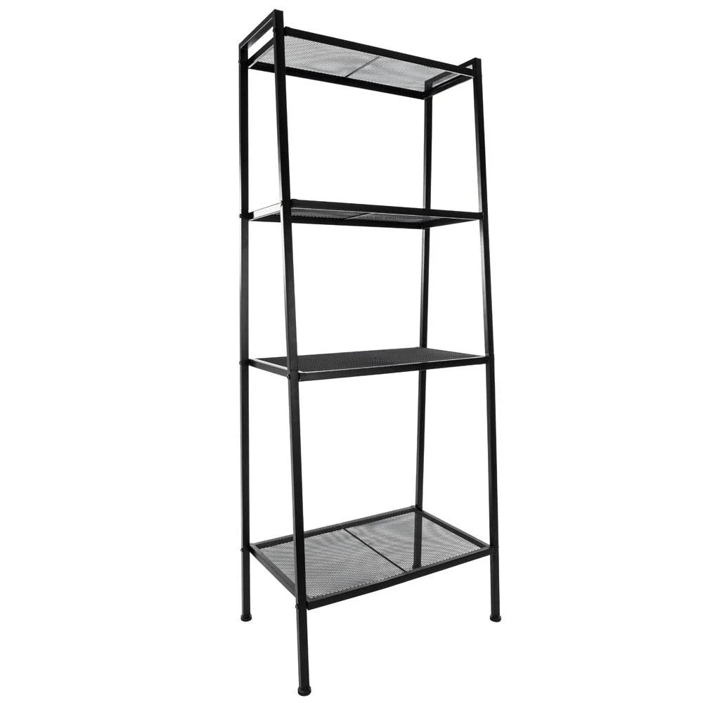 Metal Leaning Ladder Shelf Bookcase Storage Shelves, 4 Tier
