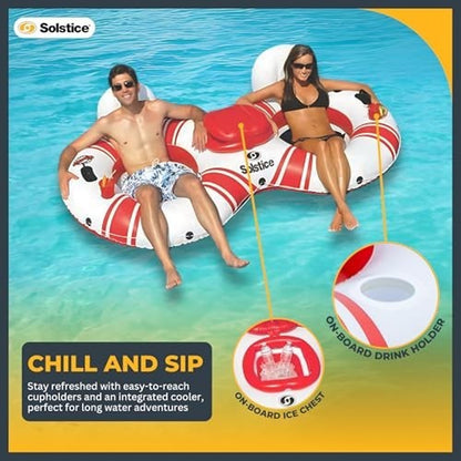 Duo Inflatable Tube Cupholders & Cooler River floating Raft