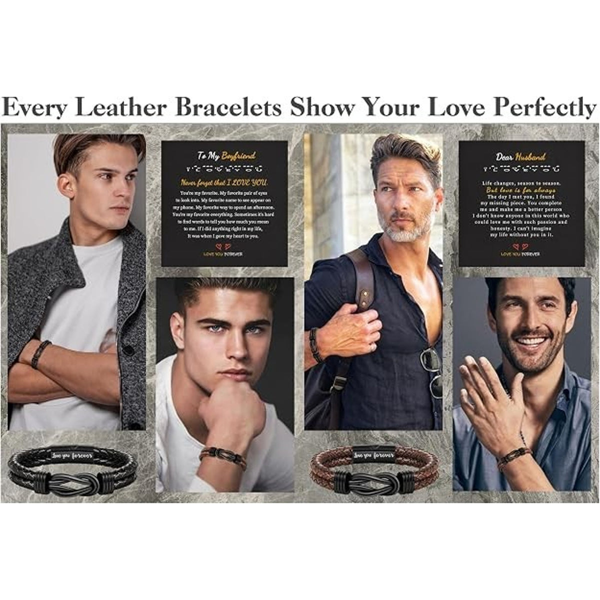 Men's Bracelet Leather Love You Forever To My Son Gift-Black