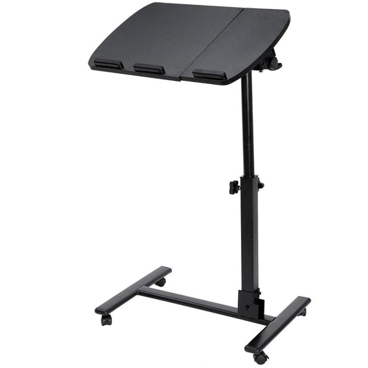 Rolling Desk Adjustable Height Laptop Desk W/Mousepad Desk, Black