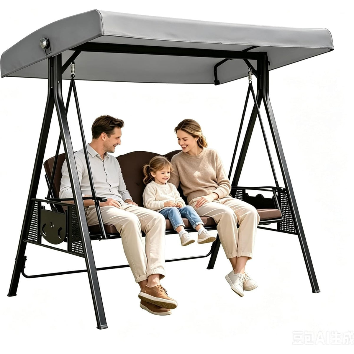 Swing Canopy Replacement 3 Seater Top Canopy 75"x47" Cover, Gray