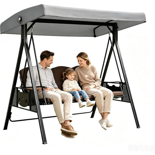 Swing Canopy Replacement 3 Seater Top Canopy 75"x47" Cover, Gray