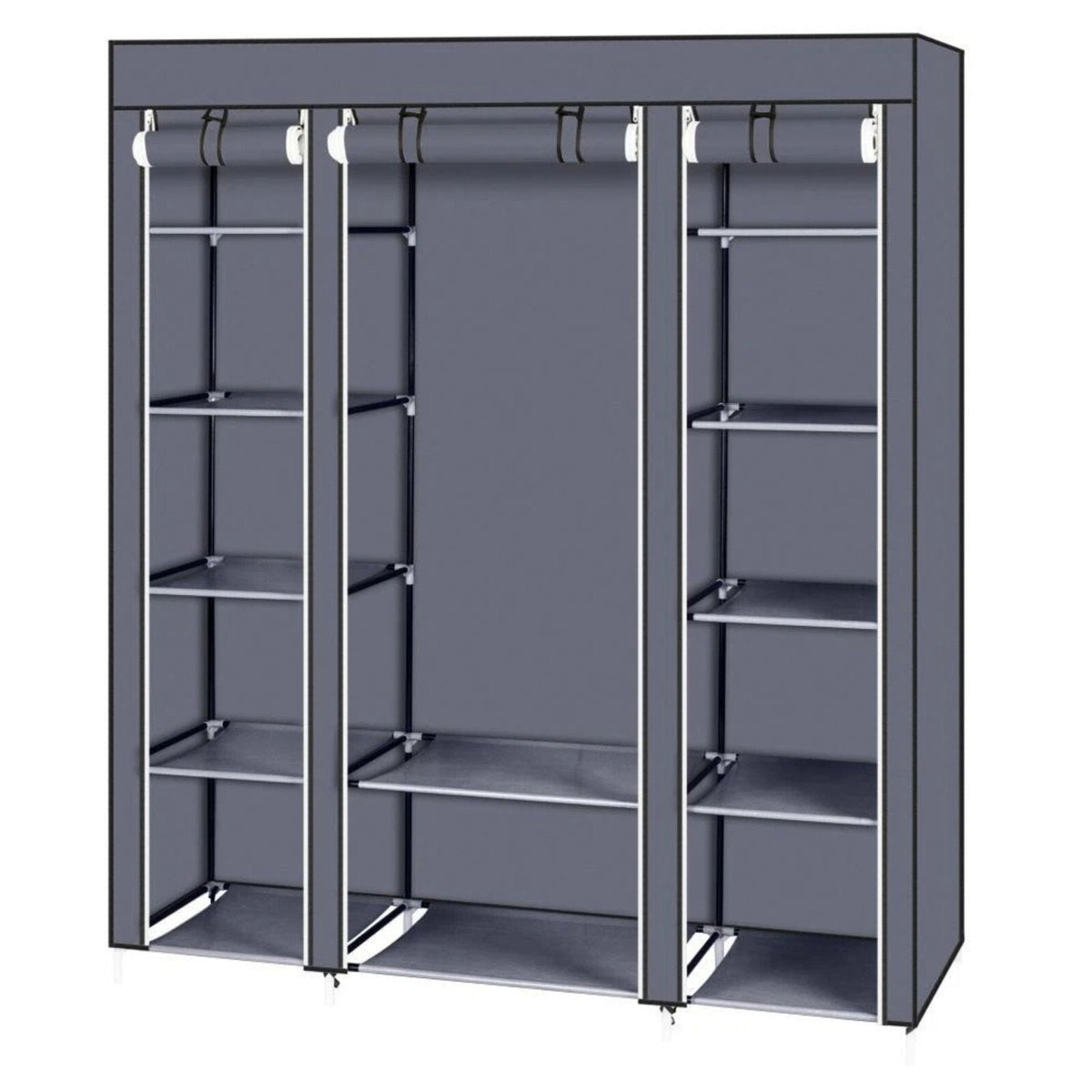 Portable Closet Wardrobe Rack Storage Organizer Fabric, Grey