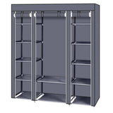 Portable Closet Wardrobe Rack Storage Organizer Fabric, Grey