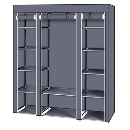 Portable Closet Wardrobe Rack Storage Organizer Fabric, Grey