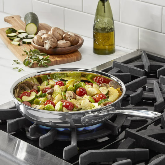 Classic Stainless Steel Skillet Tri-Ply Induction Frying Pan, 10"