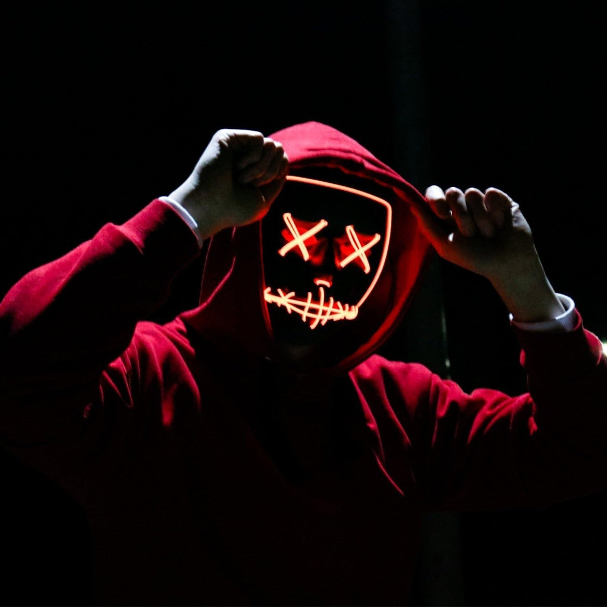Poptrend Halloween Mask LED Light up Mask Festival Cosplay, RED