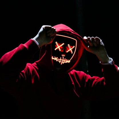 Poptrend Halloween Mask LED Light up Mask Festival Cosplay, RED