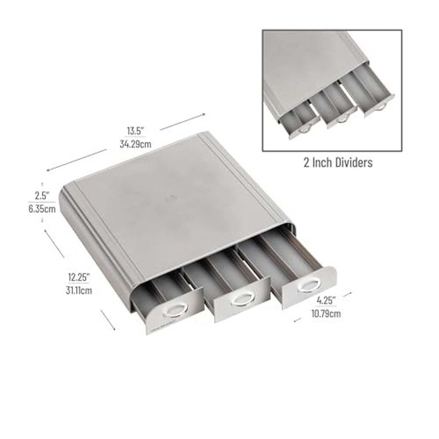Coffee Pod Organizer 3-Drawers Countertop 36-Pod Holder, Silver