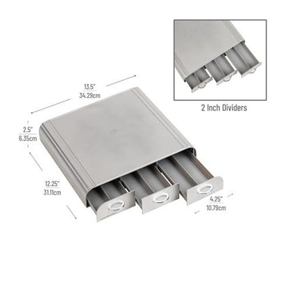 Coffee Pod Organizer 3-Drawers Countertop 36-Pod Holder, Silver