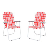 Folding Lawn Chair Portable Beach Red Camping Chair-2 Pack