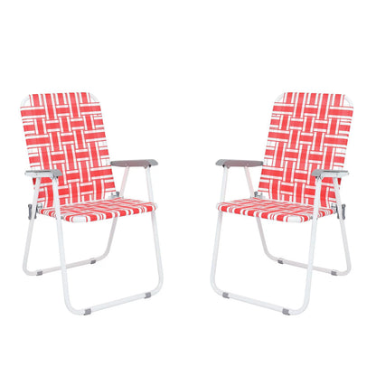 Folding Lawn Chair Portable Beach Red Camping Chair-2 Pack