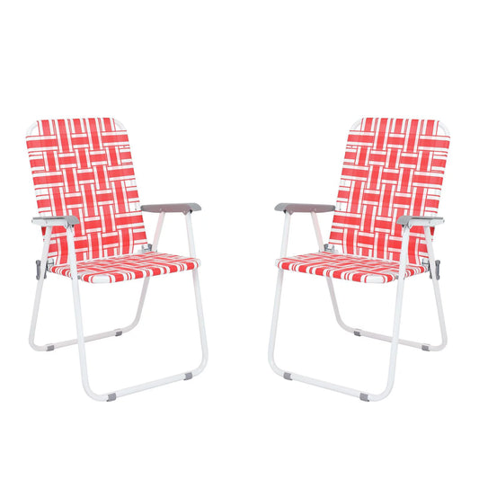 Folding Lawn Chair Portable Beach Red Camping Chair-2 Pack