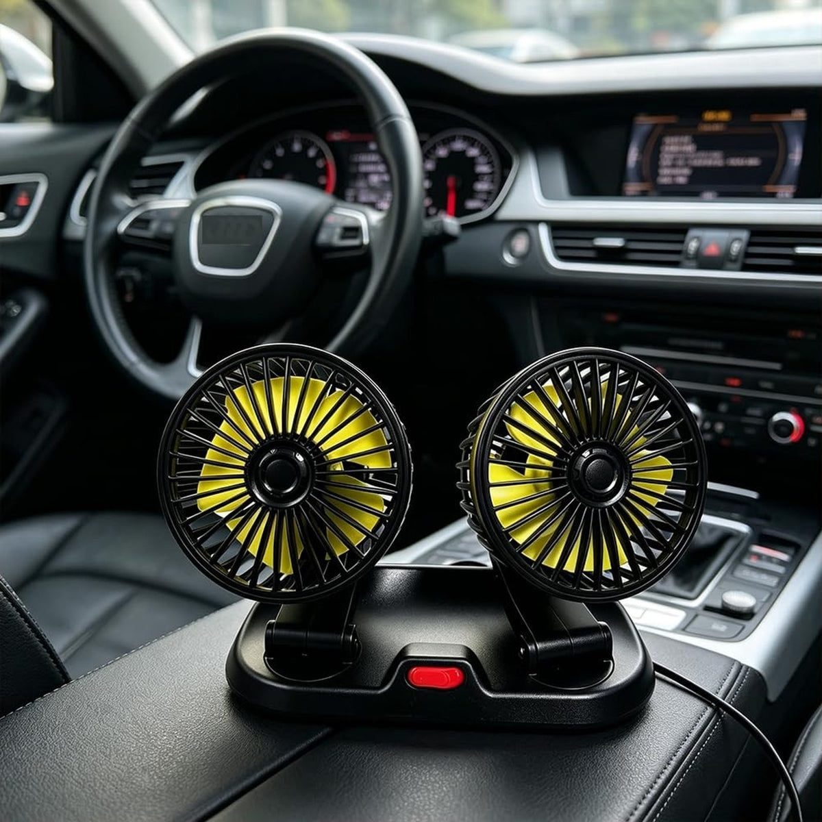 Dual Head Fan 12V Car Cooling 360° Rotatable Quiet & Powerful Automotive Fan