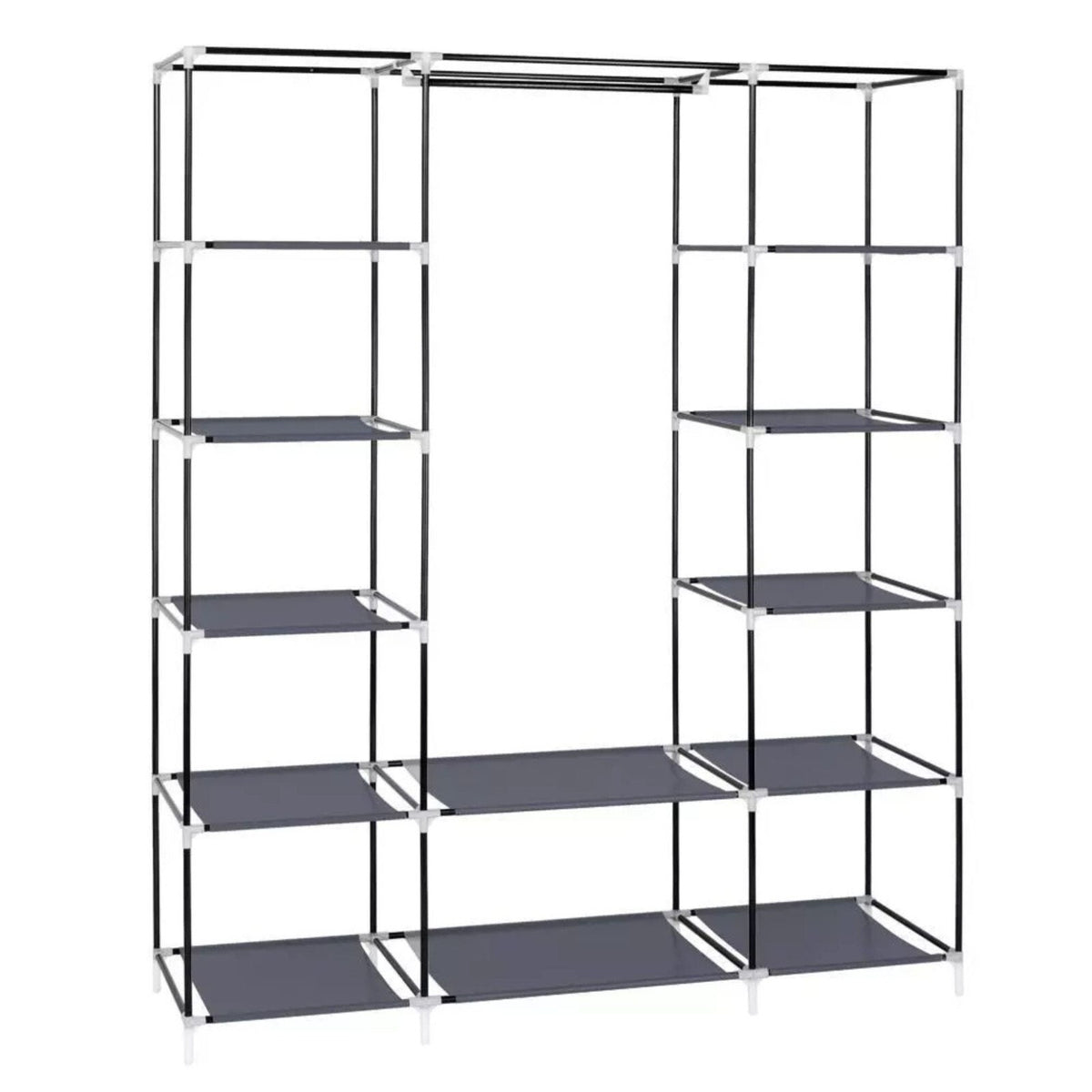 Portable Closet Wardrobe Rack Storage Organizer Fabric, Grey