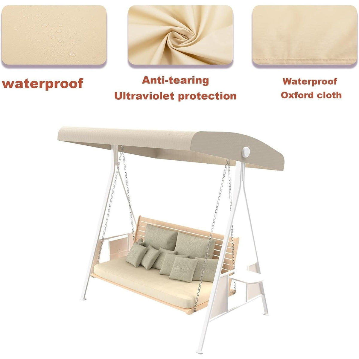 Swing Canopy Replacement Canopy Waterproof Seat Top Cover, Beige