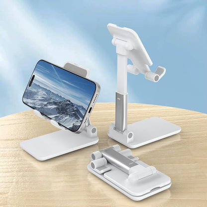 Foldable Stand Phone Adjustable Height Angle Desk Stand, White