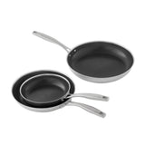 Ceramic Hybrid Fry Pan 3Pcs Set Hexagon Tri-Ply Pan , 8",10"& 12"