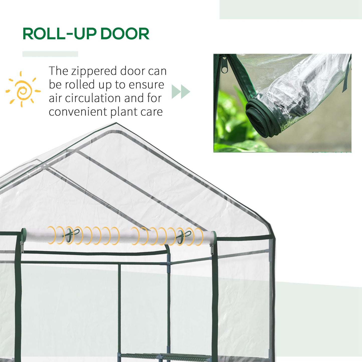 Outsunny 3-Tier 8 Shelf Outdoor Walk-In Garden Greenhouse, Clear