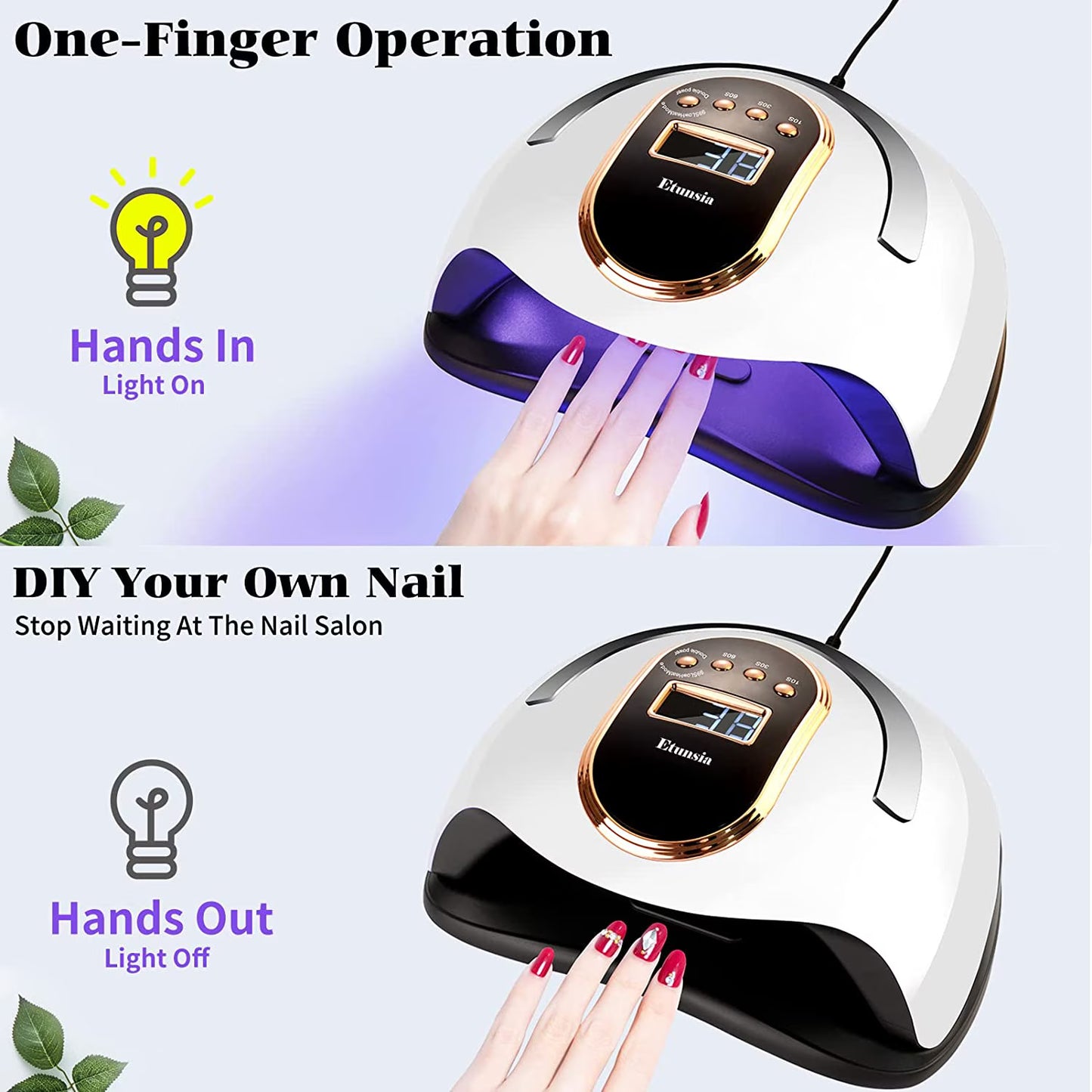 Gel Nail Dryer Lamp UV LED Smart Sensor LCD Display Drying Nail