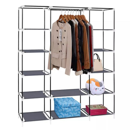 Portable Closet Wardrobe Rack Storage Organizer Fabric, Grey