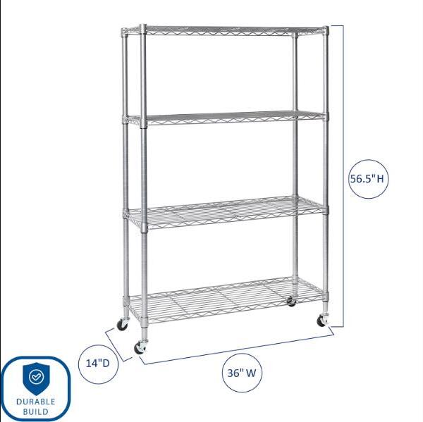 Wire Shelving Storage Unit 4-Tier Steel Shelves Organizer Rack
