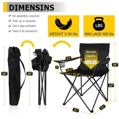 Portable Camping Chair Foldable Beach Chair W/Carry Bag, Set of 2