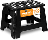 Foldable Step 9"H Plastic Anti-skid Design Portable Stool, Black