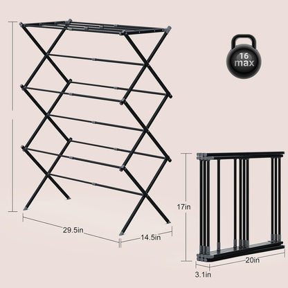 Drying Rack Laundry Foldable Small Collapsible Dry Rack (Black)