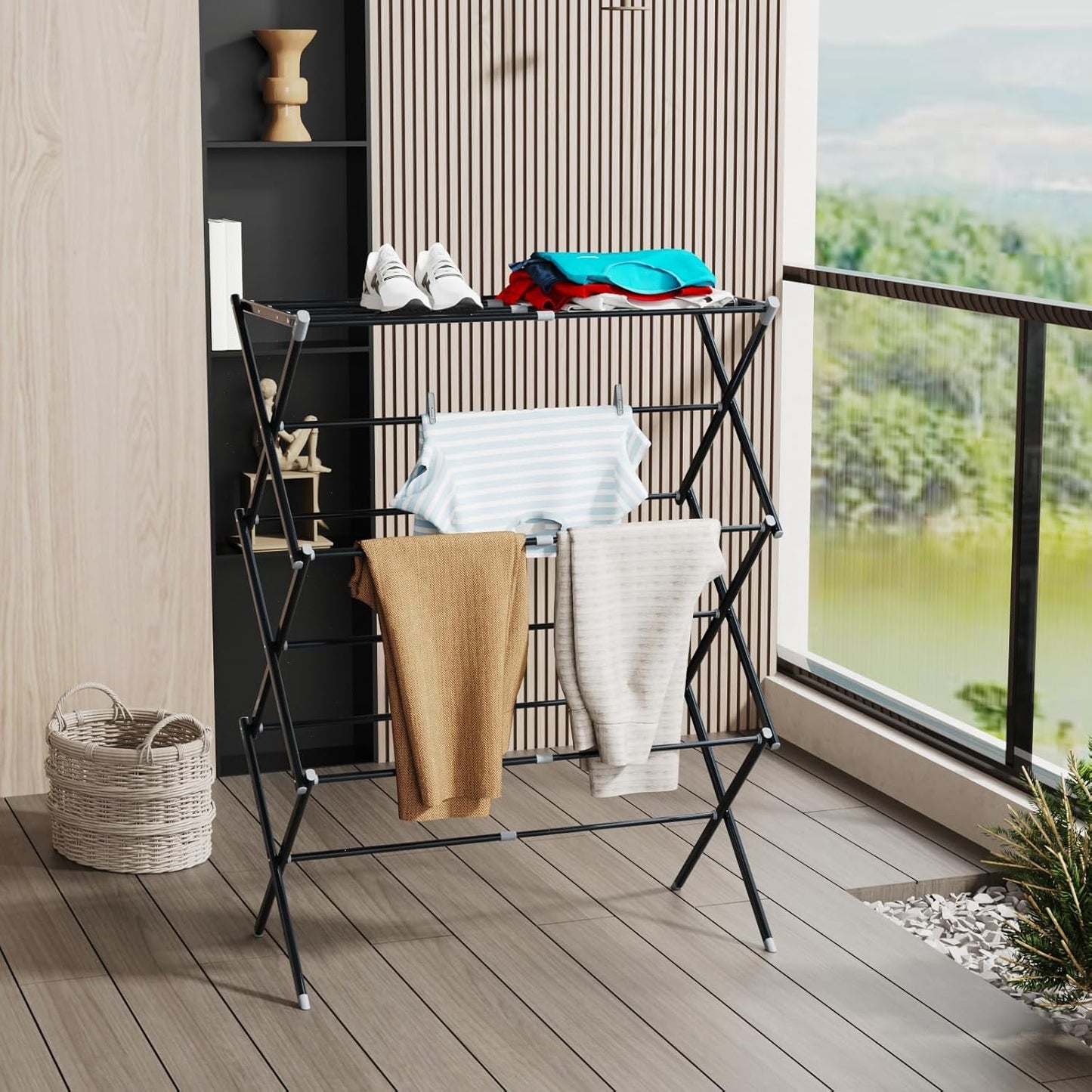 Drying Rack Laundry Foldable Small Collapsible Dry Rack (Black)