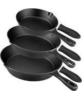 Pre-Seasoned Cast Iron Skillet Set (6, 8, 10 Inch) W/Handles