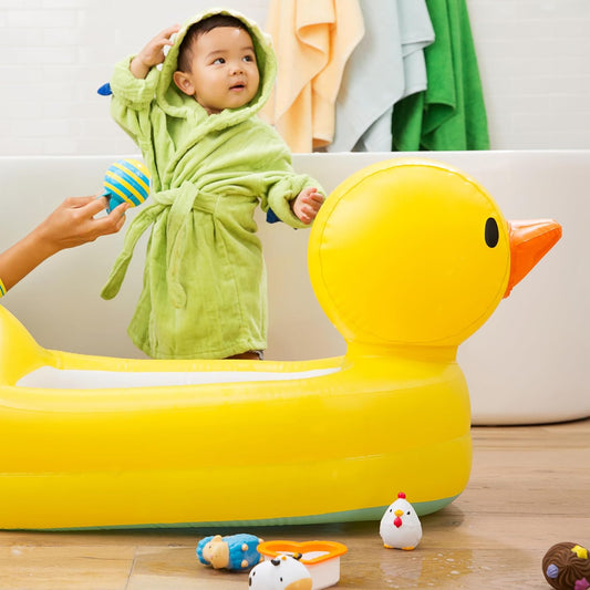 Inflatable Safety Duck Tub foldable White Hot Heat Alert Baby Bathtub