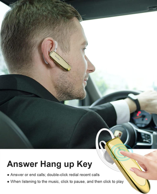 Bluetooth Headset Two Device Connection Handsfree Headset, Gold