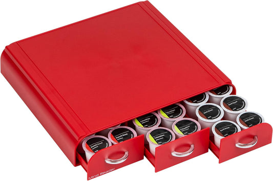Mind Reader 36 Capacity K-Cup Triple Drawer Coffee Pod Holder-Red