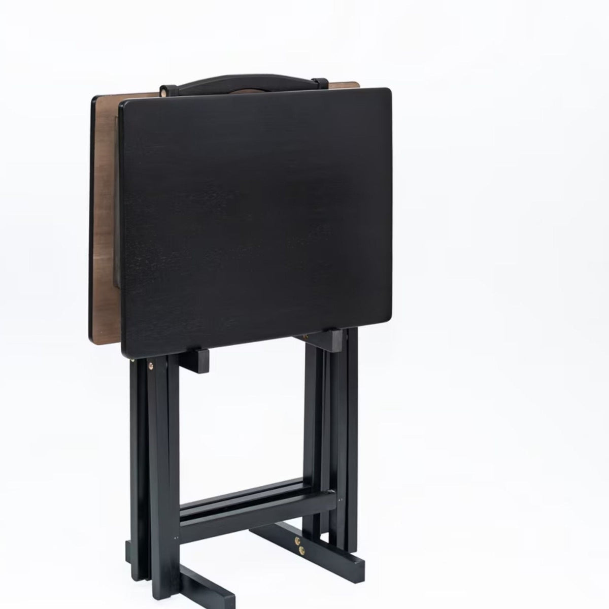 Folding Trays Storage Rack & 2 Tray Table 3-Piece Set, Black