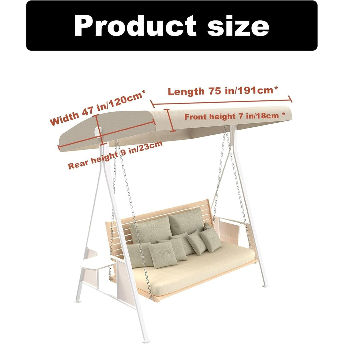 Swing Canopy Replacement Canopy Waterproof Seat Top Cover, Beige