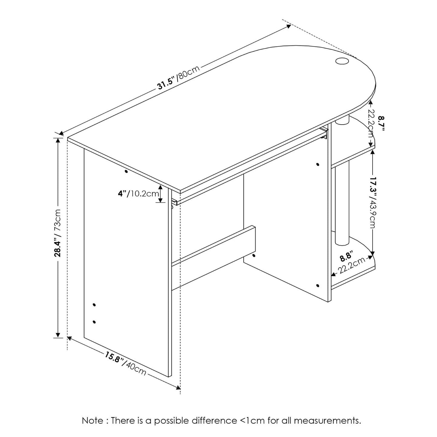 Computer Desk Simplistic Engineered Wood Space Saving Office