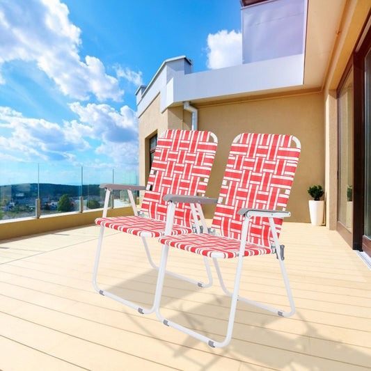 Folding Lawn Chair Portable Beach Red Camping Chair-2 Pack