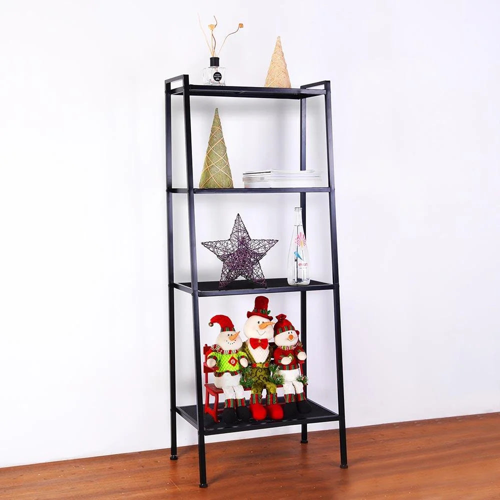 Metal Leaning Ladder Shelf Bookcase Storage Shelves, 4 Tier